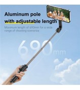 TELESIN WS-22005 Magnetic Phone Mini Selfie Stick Bluetooth Control Aluminum Alloy Tripod Telescopic Monopod for iPhone 12-15 Series