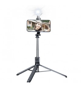 Z16 Pro 175cm Tripod Stand Remote Control Folding Bluetooth Selfie Stick with Fill Light - Black