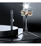 Z16 Pro 175cm Tripod Stand Remote Control Folding Bluetooth Selfie Stick with Fill Light - Black