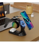 2406 Multifunction Bluetooth Speaker Atmosphere Light 15W Magnetic Phone Wireless Charger - Black