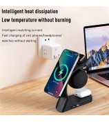 2406 Multifunction Bluetooth Speaker Atmosphere Light 15W Magnetic Phone Wireless Charger - Black