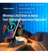 2406 Multifunction Bluetooth Speaker Atmosphere Light 15W Magnetic Phone Wireless Charger - Black