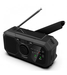 SY-366 Multifunction Weather AM / FM Radio Solar Hand Crank 1200mAh Emergency Power Bank SOS Alert Portable Radio with Flashlight (EU Version)