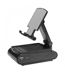 F25 Mobile Phone Holder with Bluetooth Speaker Multifunctional Folding Desktop Tablet Stand Portable Speaker