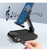F25 Mobile Phone Holder with Bluetooth Speaker Multifunctional Folding Desktop Tablet Stand Portable Speaker