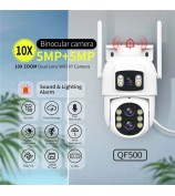 ESCAM QF500 5+5MP Dual Lens HD WiFi Camera Motion Detection Two-Way Audio Waterproof Security Camera - US Plug