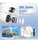 ESCAM QF500 5+5MP Dual Lens HD WiFi Camera Motion Detection Two-Way Audio Waterproof Security Camera - US Plug