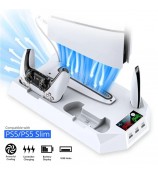 DATA FROG For Sony PS5 Slim /  PlayStation 5 Optical Drive / Digital Version Game Console Cooling Stand Charging Base - White