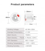 Tuya Smart WiFi + Bluetooth Dual Mode Gas Detector 70dB Natural Gas Leak Alarm - US Plug