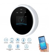 Tuya WiFi Natural Gas Leakage Detector Sensor Temperature Display Smart Alarm for Home Security - US Plug