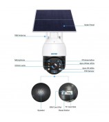 ESCAM QF724 Solar Power 3.0MP Camera Two-way Audio Talk PIR Night Vision Surveillance PT Camera - EU Plug