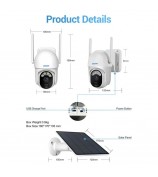 ESCAM QF103 3MP Cloud Storage PT WiFi PIR Alarm IP Camera + Solar Panel Full Color Night Vision Camera Security Monitor Camera Support Two Way Audio