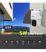 ESCAM G24 H.265 3MP Full HD AI Identify Camera with Solar Panel PIR Alarm WiFi Camera Built-In Battery