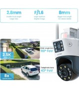 ZOSI C298Pro 8MP Dual Lens HD WiFi Camera Humanoid Tracking Two-Way Audio Security Camera - US Plug