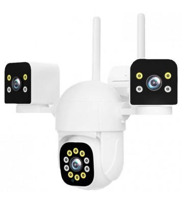 PC288-B3Y10-2MP Three-Screen WiFi Surveillance Camera Panoramic Rotation Night Vision HD Waterproof Camera (Without Memory Card) - US Plug