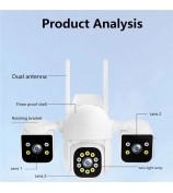 PC288-B3Y10-2MP Three-Screen WiFi Surveillance Camera Panoramic Rotation Night Vision HD Waterproof Camera (Without Memory Card) - US Plug