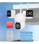 PC288-B3Y10-2MP Three-Screen WiFi Surveillance Camera Panoramic Rotation Night Vision HD Waterproof Camera (Without Memory Card) - US Plug