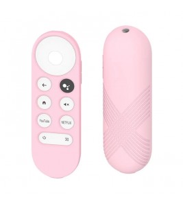 For Google Chromecast 2020 TV Remote Controller Anti-scratch Protective Case Soft Silicone Sleeve (X Shape Texture) - Pink