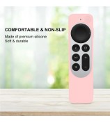 GS105 Case Compatible with 2022 Apple TV 4K Siri Remote 3rd Gen , Silicone Remote Control Anti-Slip Cover with Lanyard - Pink