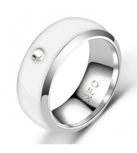 NFC Smart Ring Couple Stainless Steel Finger Rings Technology Android Phone Equipment Multifunctional Magic Ring - White / 6#