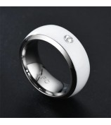 NFC Smart Ring Couple Stainless Steel Finger Rings Technology Android Phone Equipment Multifunctional Magic Ring - White / 6#