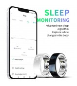 R8 Multi-Function Smart Ring Health Tracker with Sleep Heart Rate, Blood Oxygen Monitoring - Black / 16#