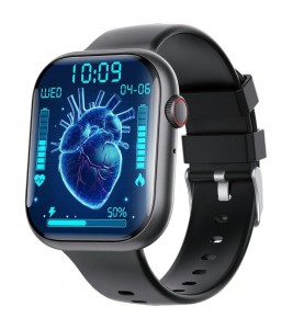 F70 Smart Watch Blood Glucose Health Monitoring Breathing Training Sports Watch, Silicone Strap - Black