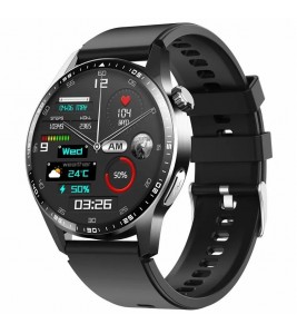 F400 Non-Invasive Blood Sugar Smart Watch ECG Blood Pressure Monitor Bluetooth Call Sports Watch, Silicone Strap - Black