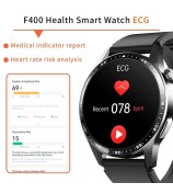 F400 Non-Invasive Blood Sugar Smart Watch ECG Blood Pressure Monitor Bluetooth Call Sports Watch, Silicone Strap - Black