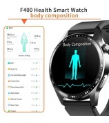 F400 Non-Invasive Blood Sugar Smart Watch ECG Blood Pressure Monitor Bluetooth Call Sports Watch, Silicone Strap - Black
