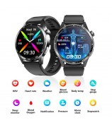 F400 Non-Invasive Blood Sugar Smart Watch ECG Blood Pressure Monitor Bluetooth Call Sports Watch, Silicone Strap - Black