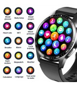 F400 Non-Invasive Blood Sugar Smart Watch ECG Blood Pressure Monitor Bluetooth Call Sports Watch, Silicone Strap - Black