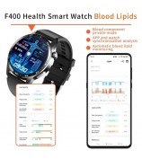 F400 Non-Invasive Blood Sugar Smart Watch ECG Blood Pressure Monitor Bluetooth Call Sports Watch, Silicone Strap - Black