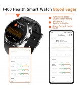 F400 Non-Invasive Blood Sugar Smart Watch ECG Blood Pressure Monitor Bluetooth Call Sports Watch, Silicone Strap - Black