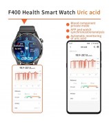 F400 Non-Invasive Blood Sugar Smart Watch ECG Blood Pressure Monitor Bluetooth Call Sports Watch, Silicone Strap - Black