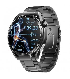 F200 3-Bead Steel Strap Smart Watch Bluetooth Call SOS Blood Glucose ECG Sleep Monitoring Sport Watch