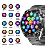 F200 3-Bead Steel Strap Smart Watch Bluetooth Call SOS Blood Glucose ECG Sleep Monitoring Sport Watch