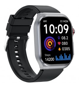 ET585 Smart Watch SOS Emergency Call ECG Function Bracelet with Silicone Strap - Black