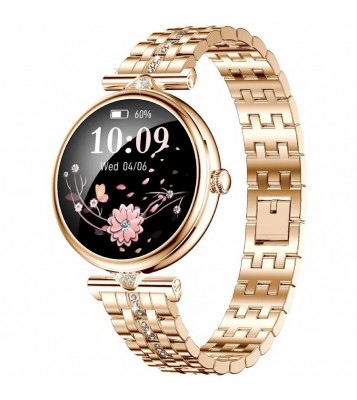 AK73 Women's Smart Watch Sports Monitor Waterproof Bracelet with Steel Strap - Gold