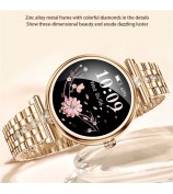 AK73 Women's Smart Watch Sports Monitor Waterproof Bracelet with Steel Strap - Gold