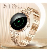 AK73 Women's Smart Watch Sports Monitor Waterproof Bracelet with Steel Strap - Gold