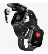 D8 Pro 2-in-1 Bluetooth TWS Earphone Smart Watch Health Monitoring Bluetooth Calling Sports Watch, Silicone Strap - Black