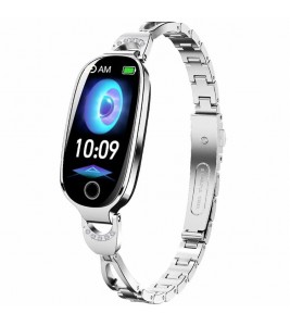 F81 Women's Bangle Watch Smart Watch Bluetooth Call Sleeping Monitor Sports Tracker - Silver