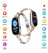 F81 Women's Bangle Watch Smart Watch Bluetooth Call Sleeping Monitor Sports Tracker - Silver