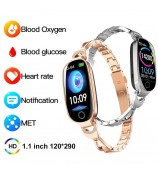 F81 Women's Bangle Watch Smart Watch Bluetooth Call Sleeping Monitor Sports Tracker - Silver