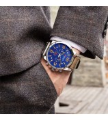 CURREN 8314 Multi-function Men Quartz Watch Waterproof Leather Strap Men Wristwatch - Silver/Brown