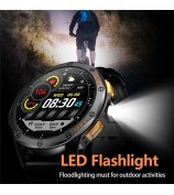 K67 GPS Smart Watch with Flashlight 1.43-inch AMOLED Screen Fitness Tracker Support Compass - Black