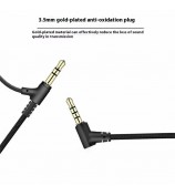 1.5m Gold Plated 3.5mm Male to Male Audio Cable with In-Line Microphone for Headset AUX Cord