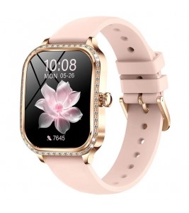 MK88 Silicone Strap 1.75-inch Women Rhinestones Smart Watch Bluetooth Calling Fitness Tracker Smart Bracelet - Gold