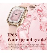 MK88 Silicone Strap 1.75-inch Women Rhinestones Smart Watch Bluetooth Calling Fitness Tracker Smart Bracelet - Gold